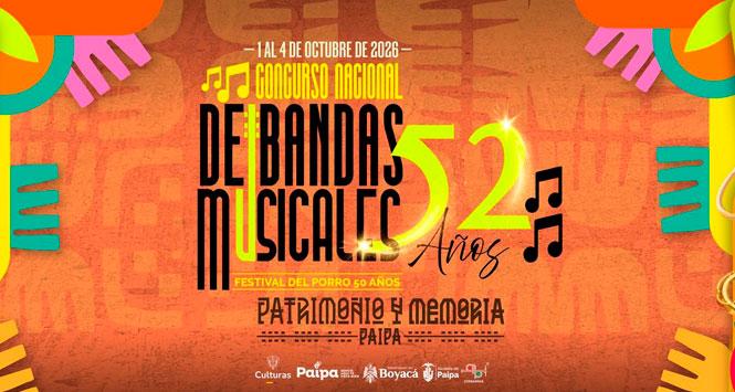 Concurso Nacional de Bandas Musicales 2026 en Paipa, Boyacá
