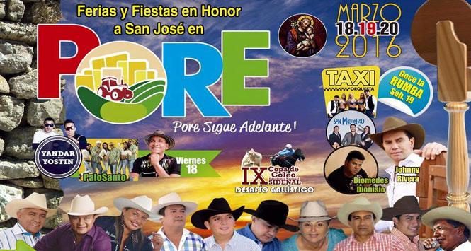 Ferias y fiestas 2016 en Pore, Casanare