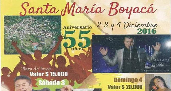 Ferias y Fiestas 2016 en Santa María, Boyacá