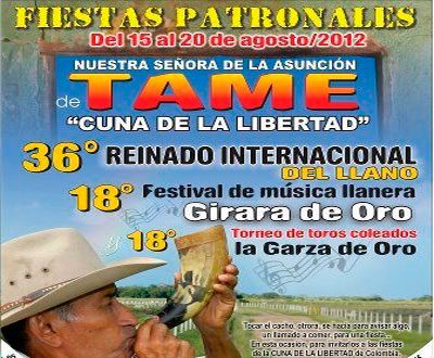 Fiestas Patronales de Tame, Arauca, del 15 al 20 de agosto