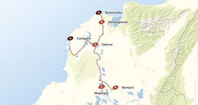 ruta del crucero por colombia
